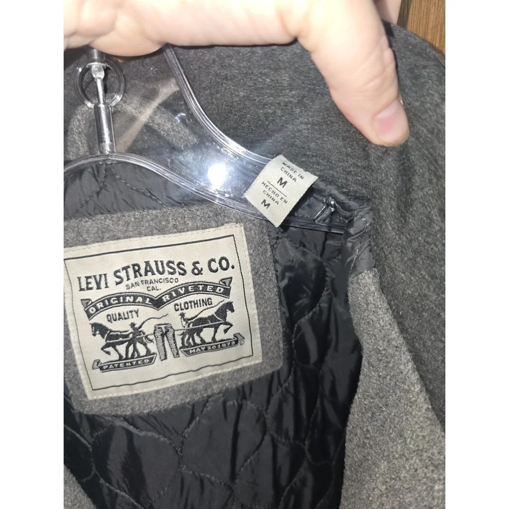 Levi's Men's Hooded Lined Trucker‎ Jacket Gray Size Medium Full-Zip, Pockets